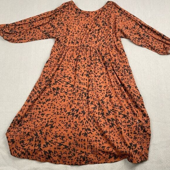 Ava & Viv Women's size XXL Brown Pattern Textured Dress plus,Pockets,V-Neck - Picture 2 of 14